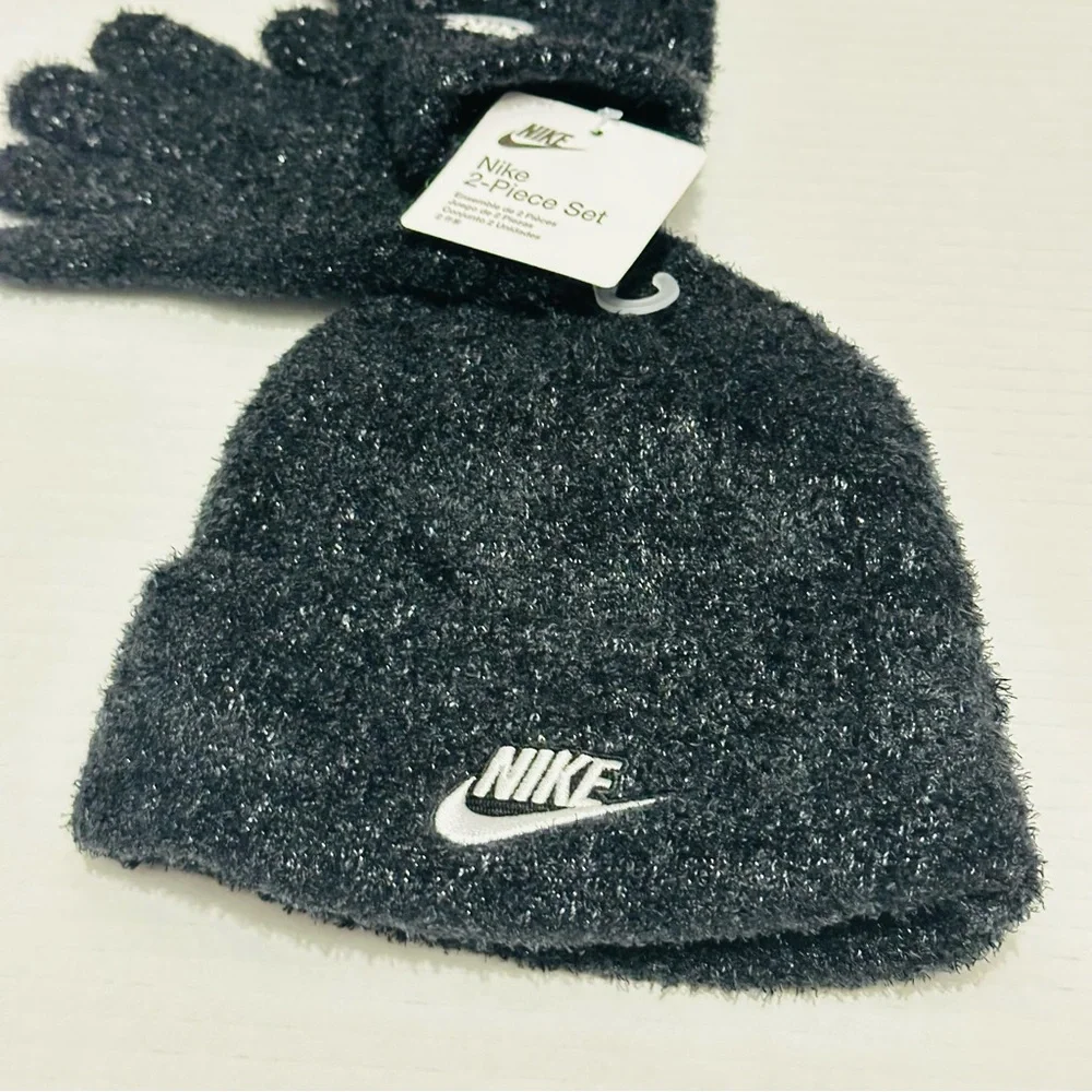 Nike Youth Twinkle Cozy Beanie & Glove Set Black NEW